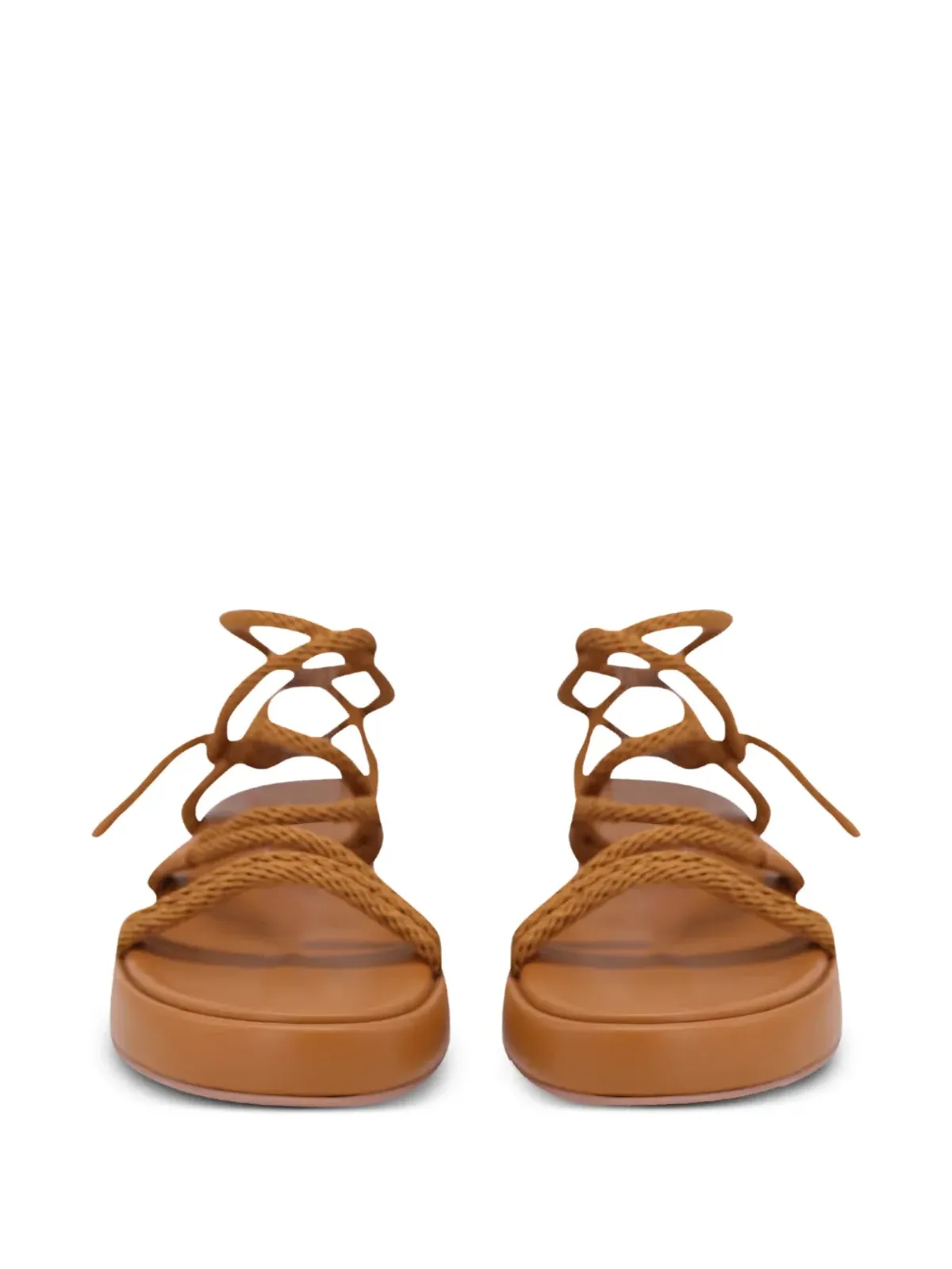Gianvito Rossi ロープレースアップサンダル - ブラウン - 画像2