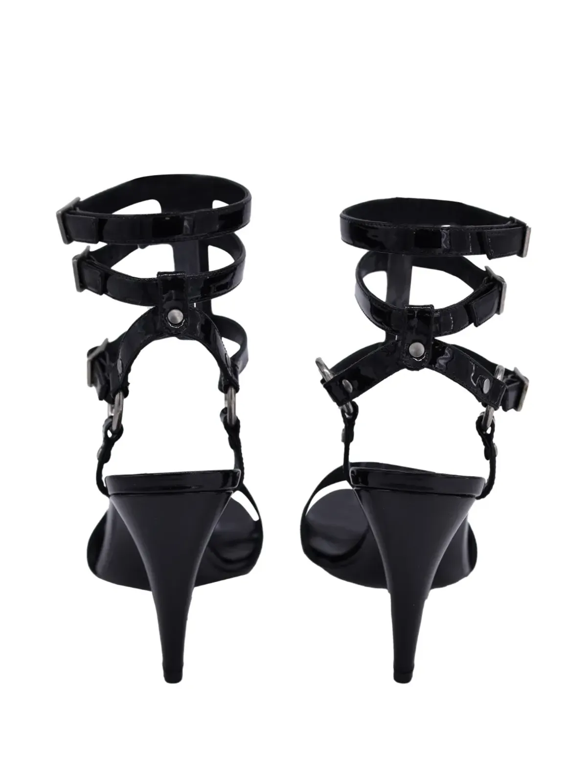 Saint Laurent Pre-Owned ケージストラップサンダル（ブラック） - 画像3