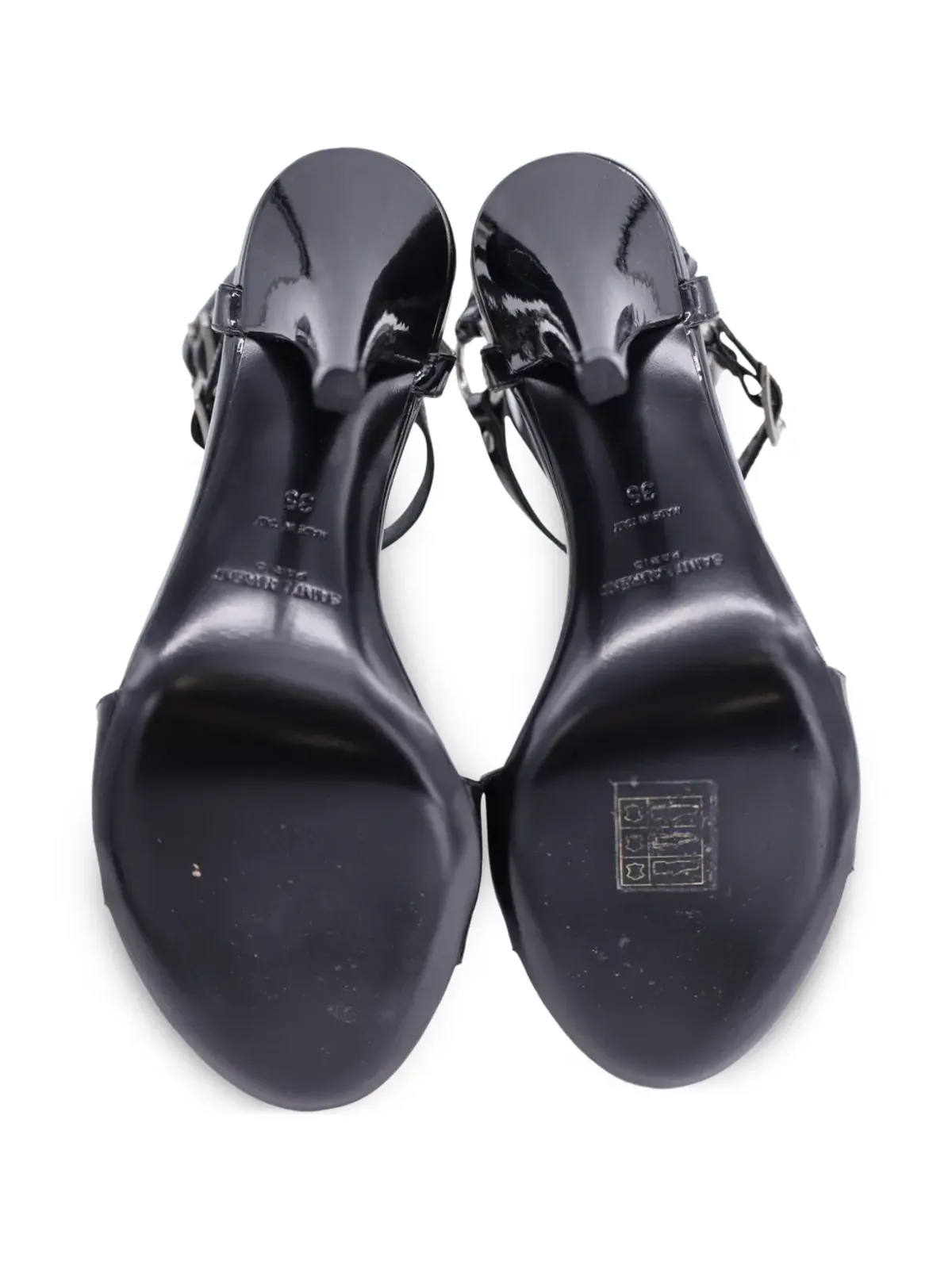 Saint Laurent Pre-Owned ケージストラップサンダル（ブラック） - 画像4