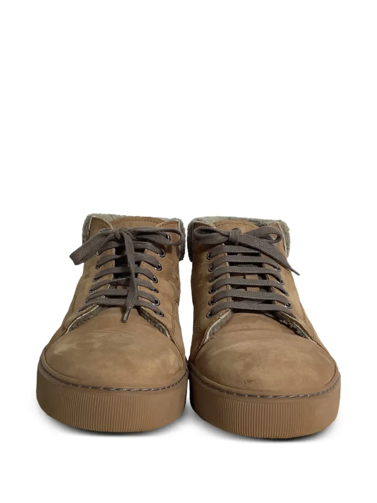 Lanvin Pre-Owned シアリングレースアップスニーカー - ブラウン - 画像3