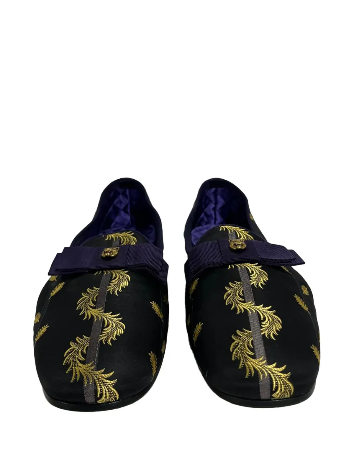 Gucci ビンテージ 刺繍アッパーローファー（ブラック） - 画像2