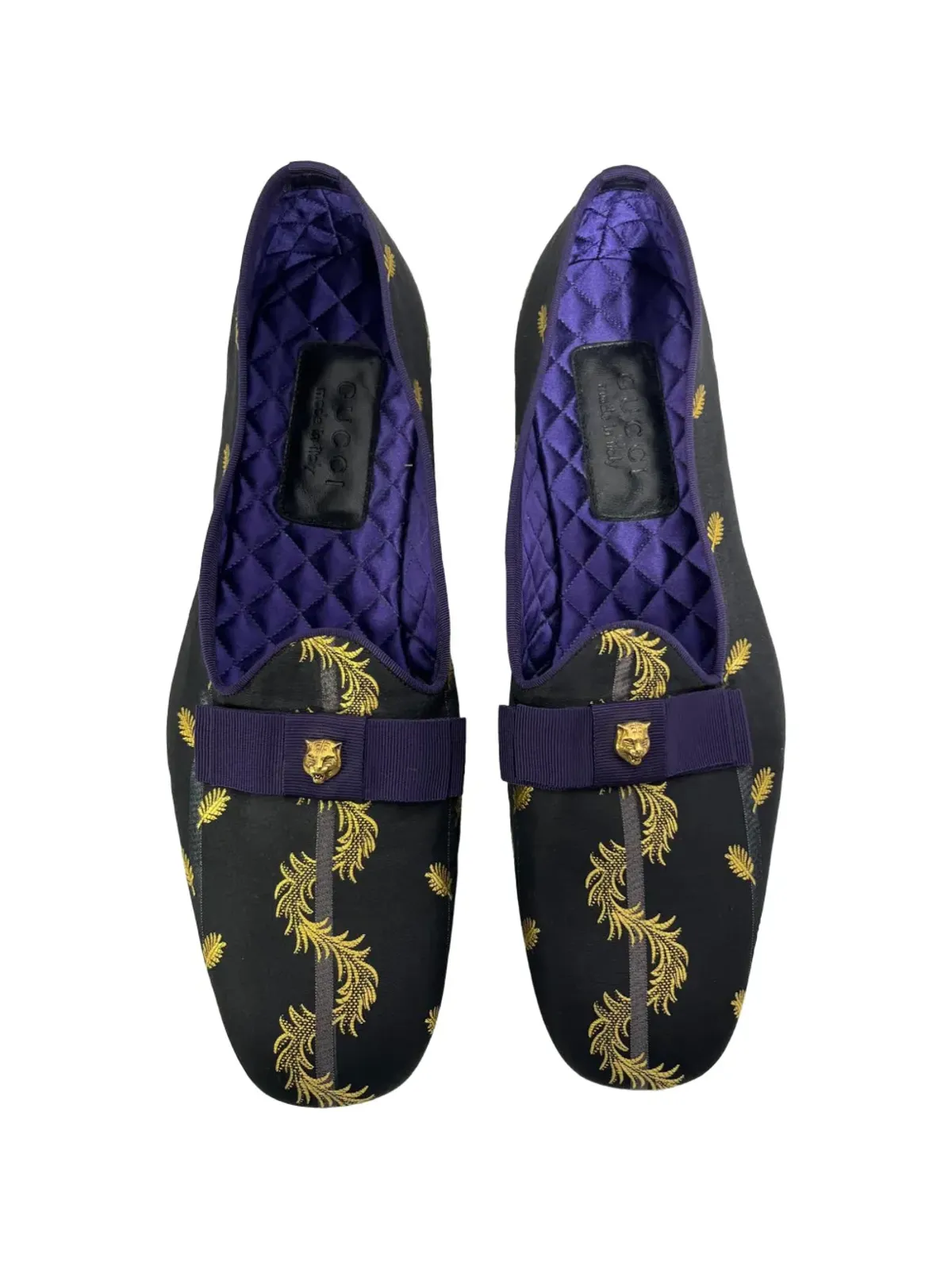 Gucci ビンテージ 刺繍アッパーローファー（ブラック） - 画像4