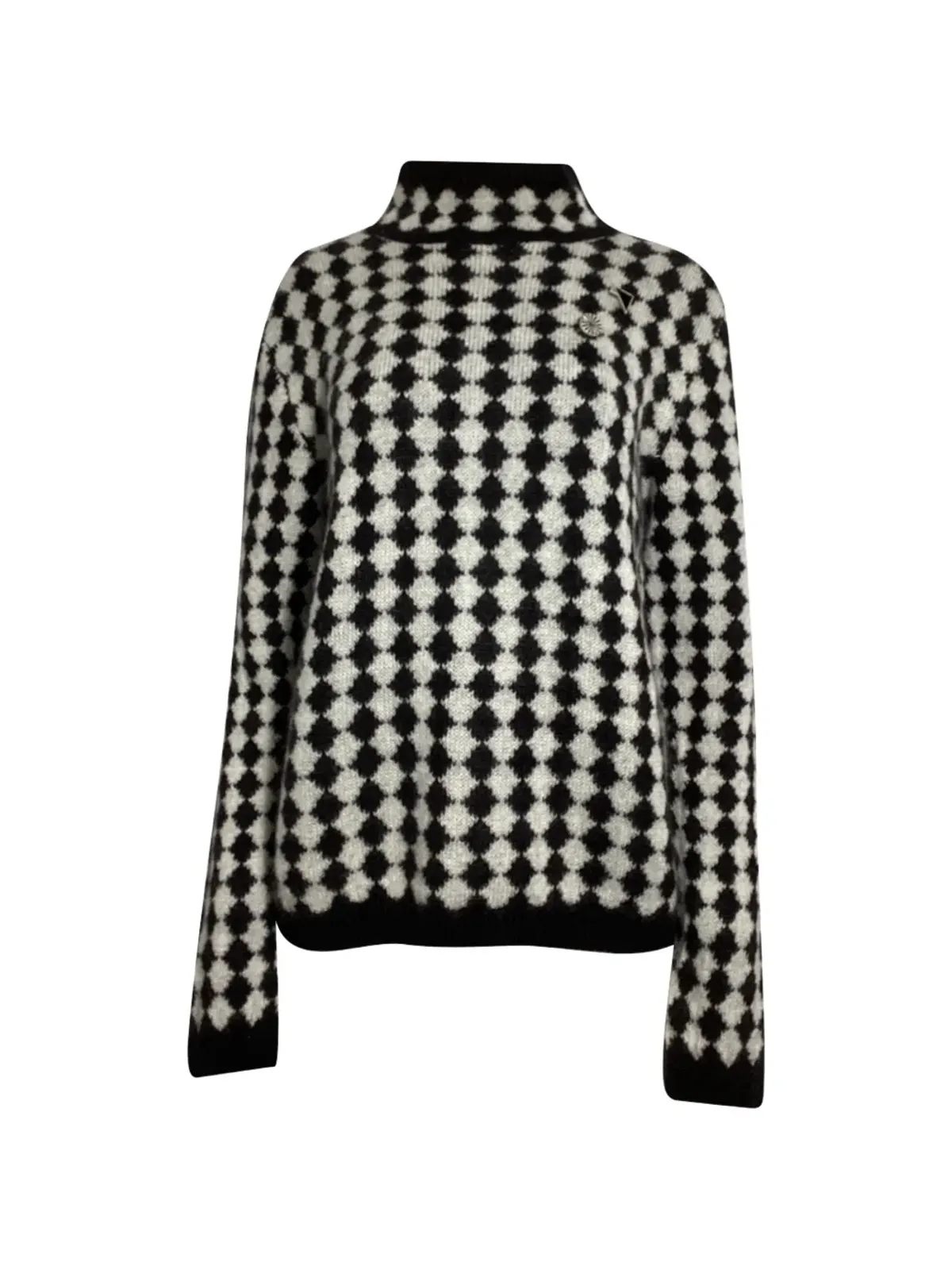 Saint Laurent Pre-Owned ダイヤモンドモチーフ タートルネックセーター - 画像2