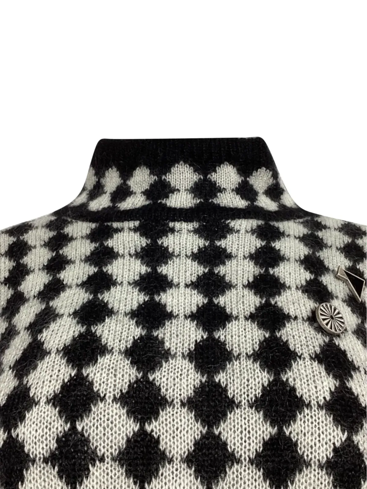 Saint Laurent Pre-Owned ダイヤモンドモチーフ タートルネックセーター - 画像4