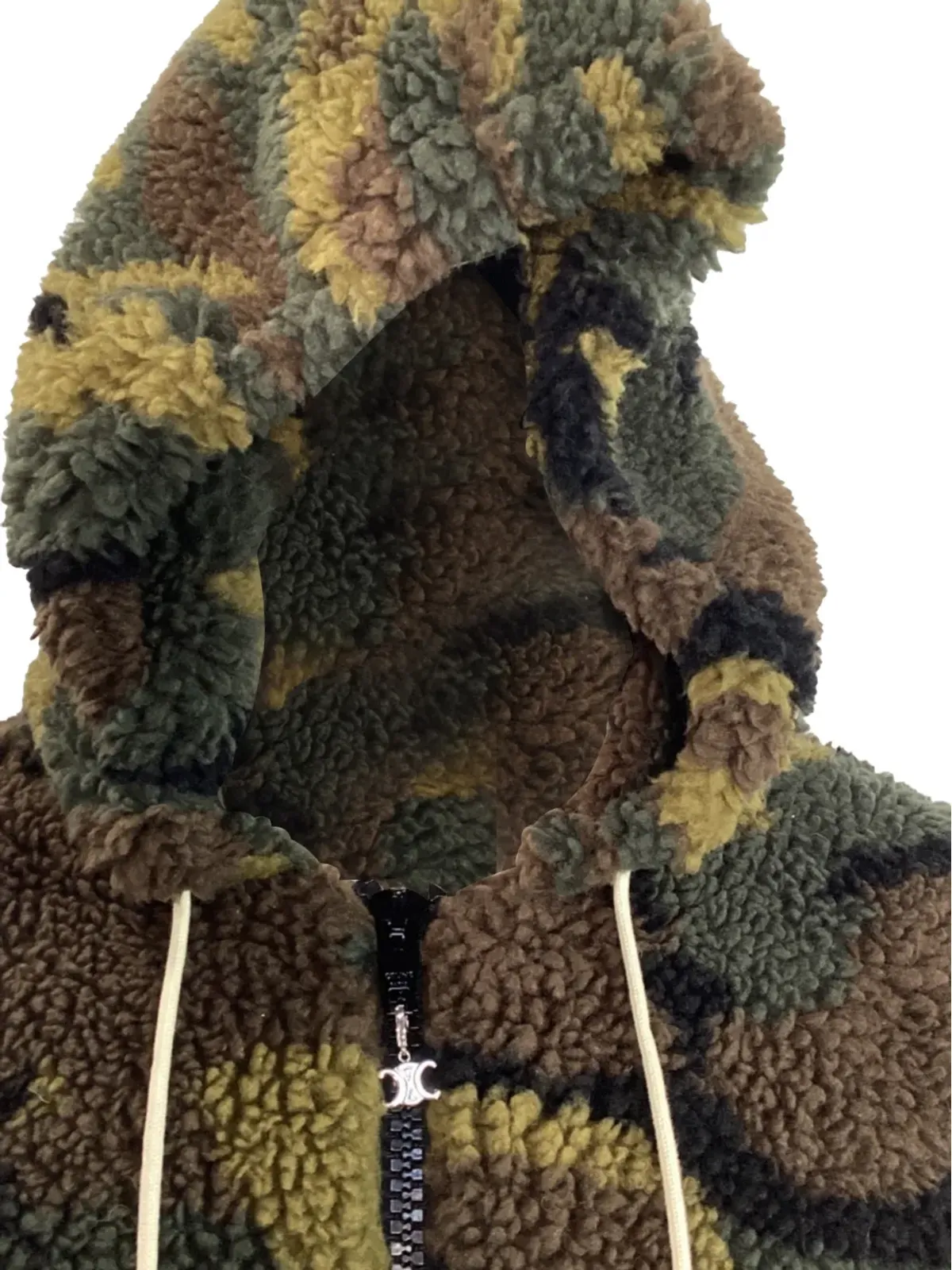 Celine Pre-Owned カモフラージュ柄ジップアップフリースフーディー - ブラウン - 画像4