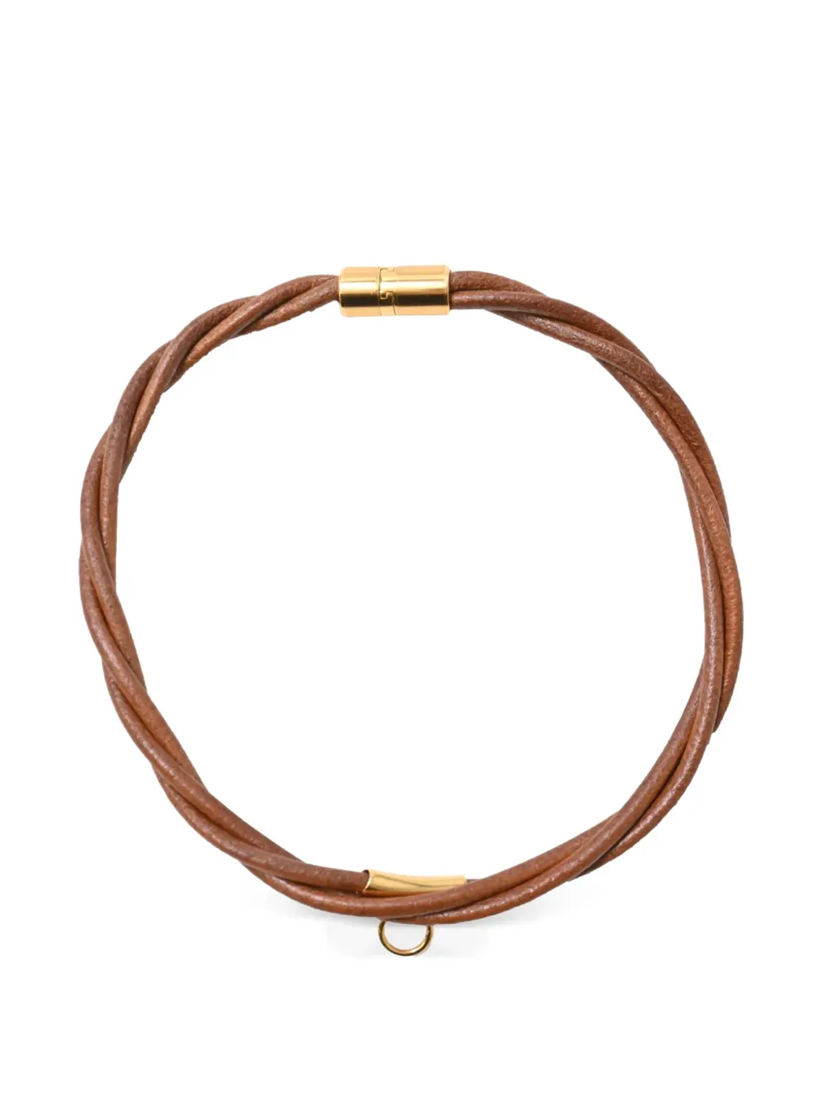 Hermès ビンテージ レザー チョーカー ネックレス - ゴールド - 画像1