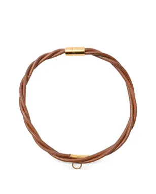 Hermès ビンテージ レザー チョーカー ネックレス - ゴールド - サムネイル1