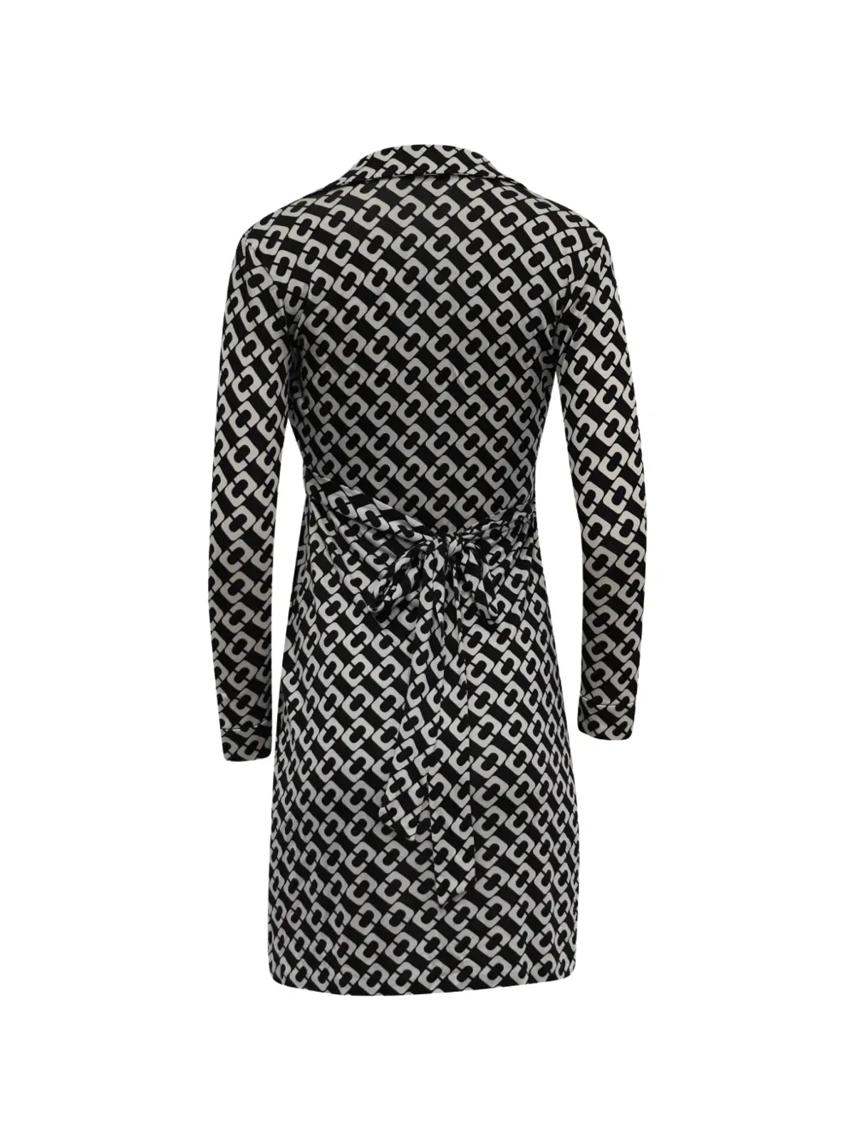 Diane Von Furstenberg Vintage プリントラップミニドレス ブラック - 画像2