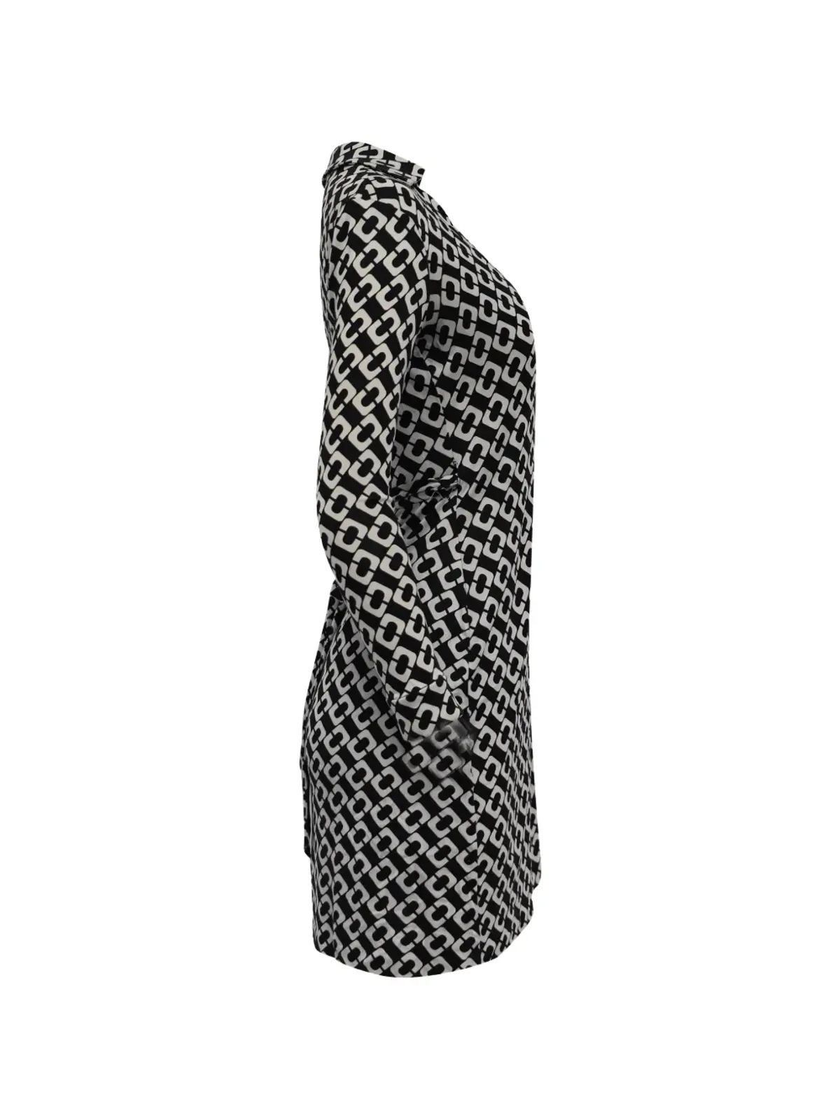 Diane Von Furstenberg Vintage プリントラップミニドレス ブラック - 画像4
