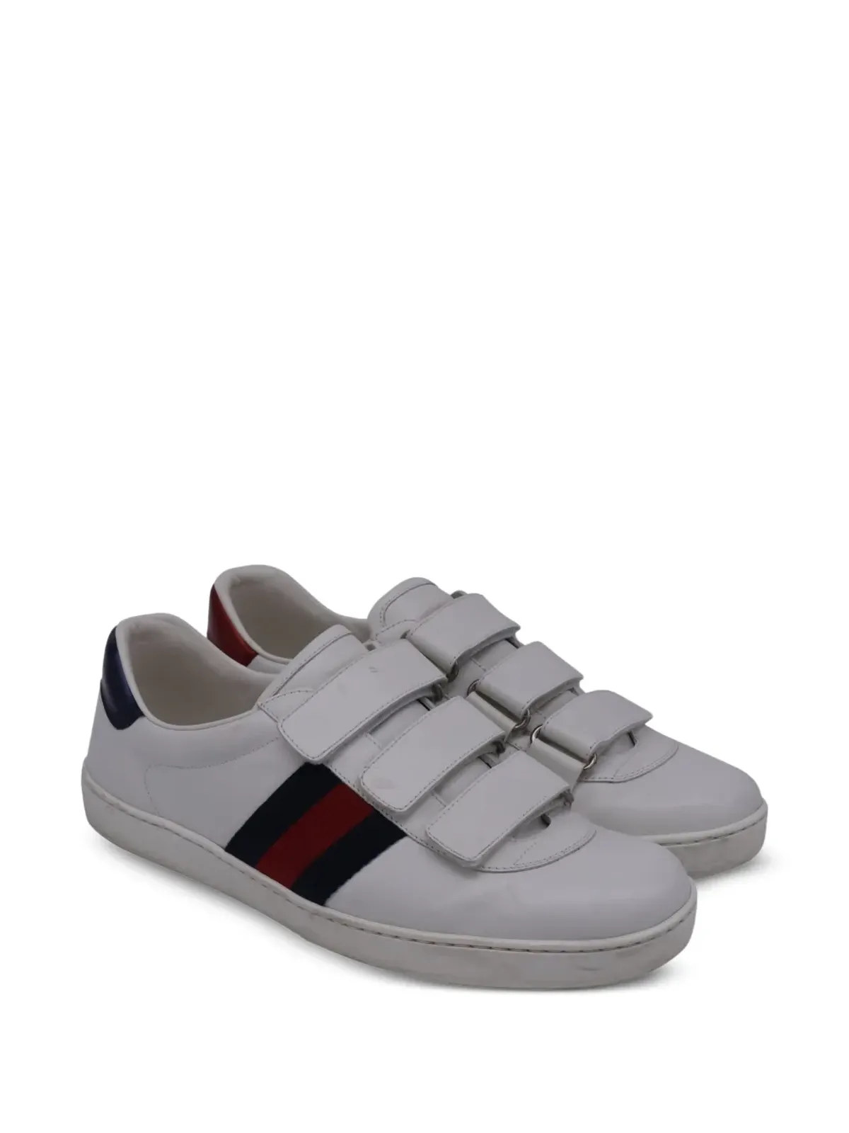 Gucci Pre-Owned ストラップレザー スニーカー（ホワイト） - 画像2