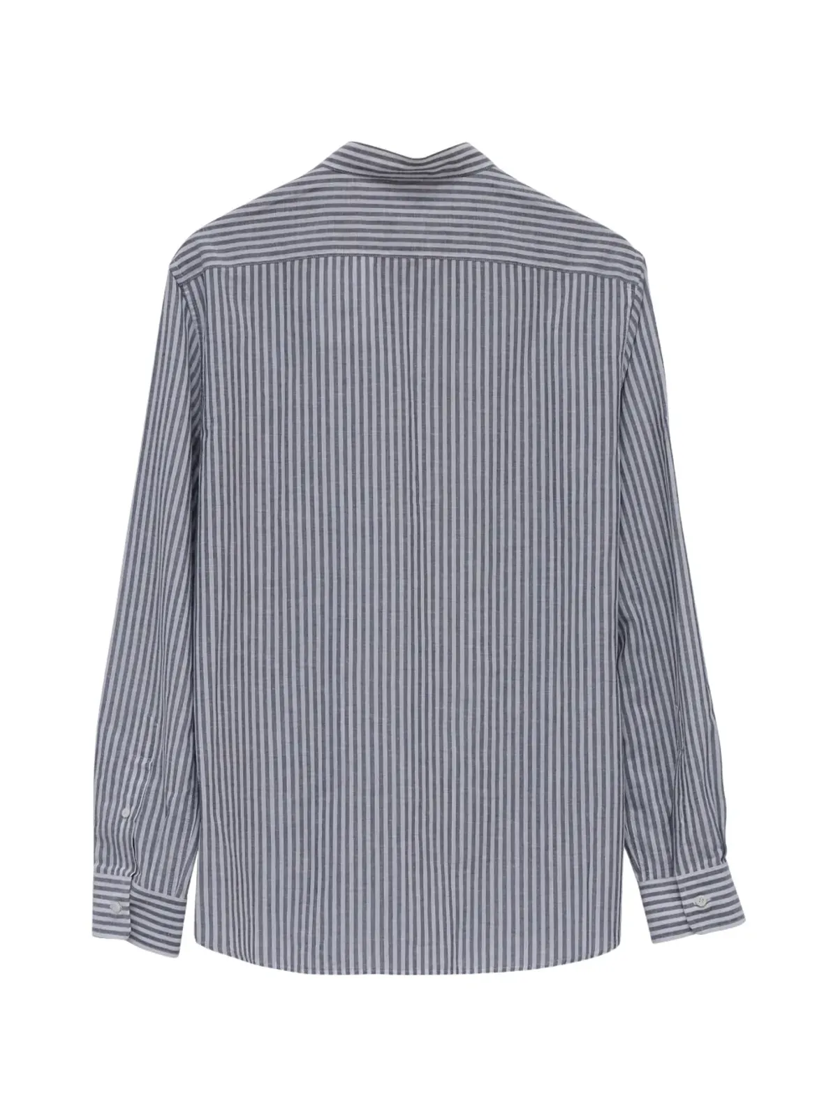 Brunello Cucinelli Vintage グレーのストライプ柄リネン ボタンダウンシャツ - 画像2