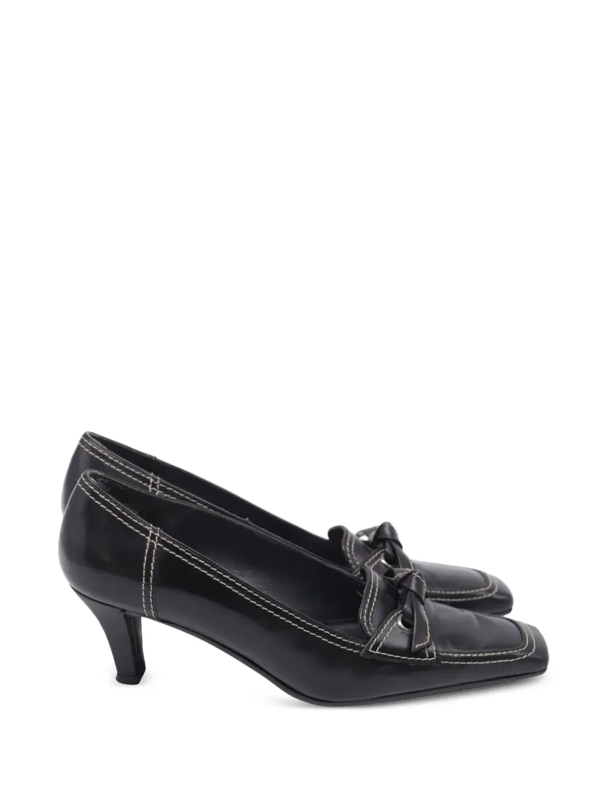 Stuart Weitzman ボウスクエアトゥヒールパンプス - Black - 画像1