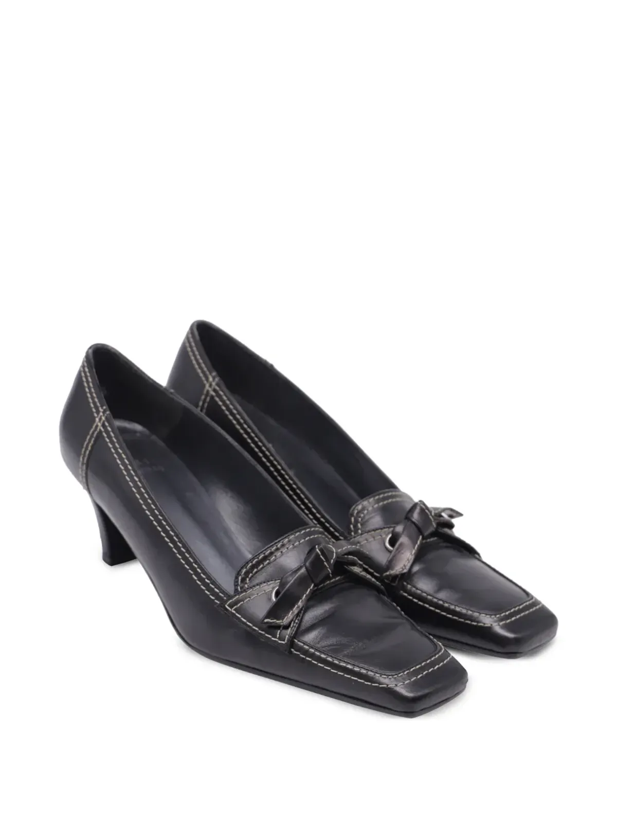 Stuart Weitzman ボウスクエアトゥヒールパンプス - Black - 画像2