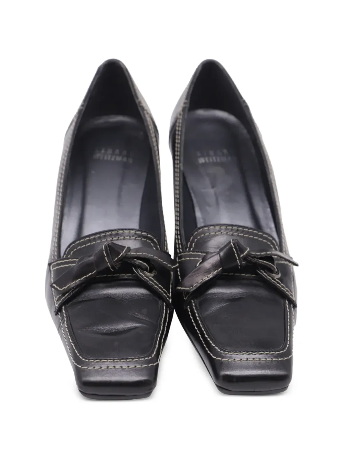 Stuart Weitzman ボウスクエアトゥヒールパンプス - Black - 画像4