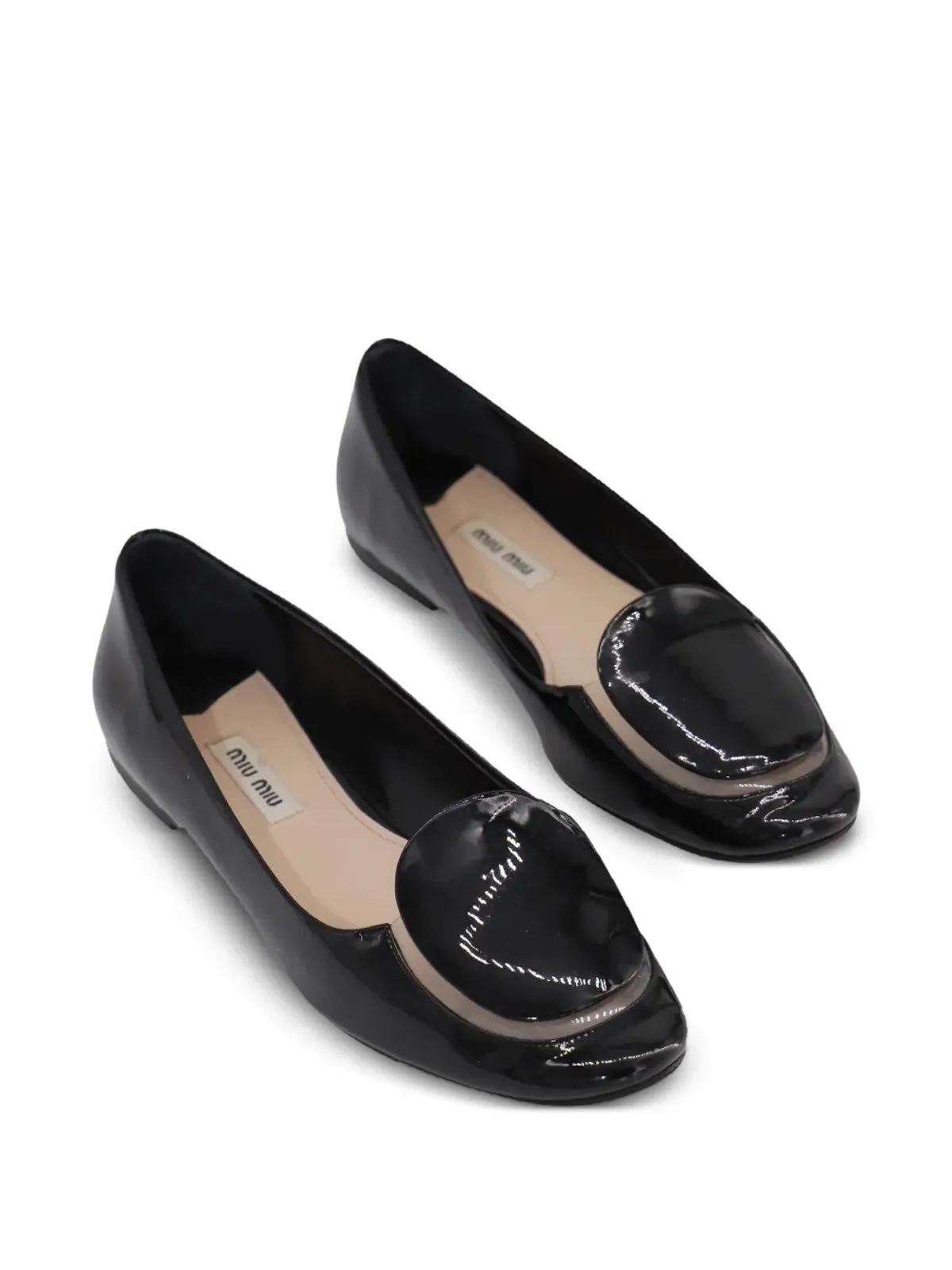 Miu Miu Pre-Owned パテントレザー バレエフラット - ブラック - 画像2
