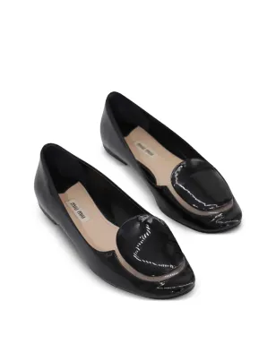 Miu Miu Pre-Owned パテントレザー バレエフラット - ブラック - サムネイル2