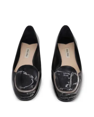 Miu Miu Pre-Owned パテントレザー バレエフラット - ブラック - サムネイル4