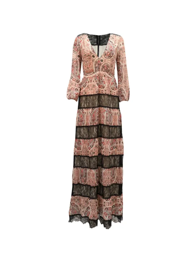Alice + Olivia alice + olivia レースパネルのペイズリーマキシドレスの商品画像