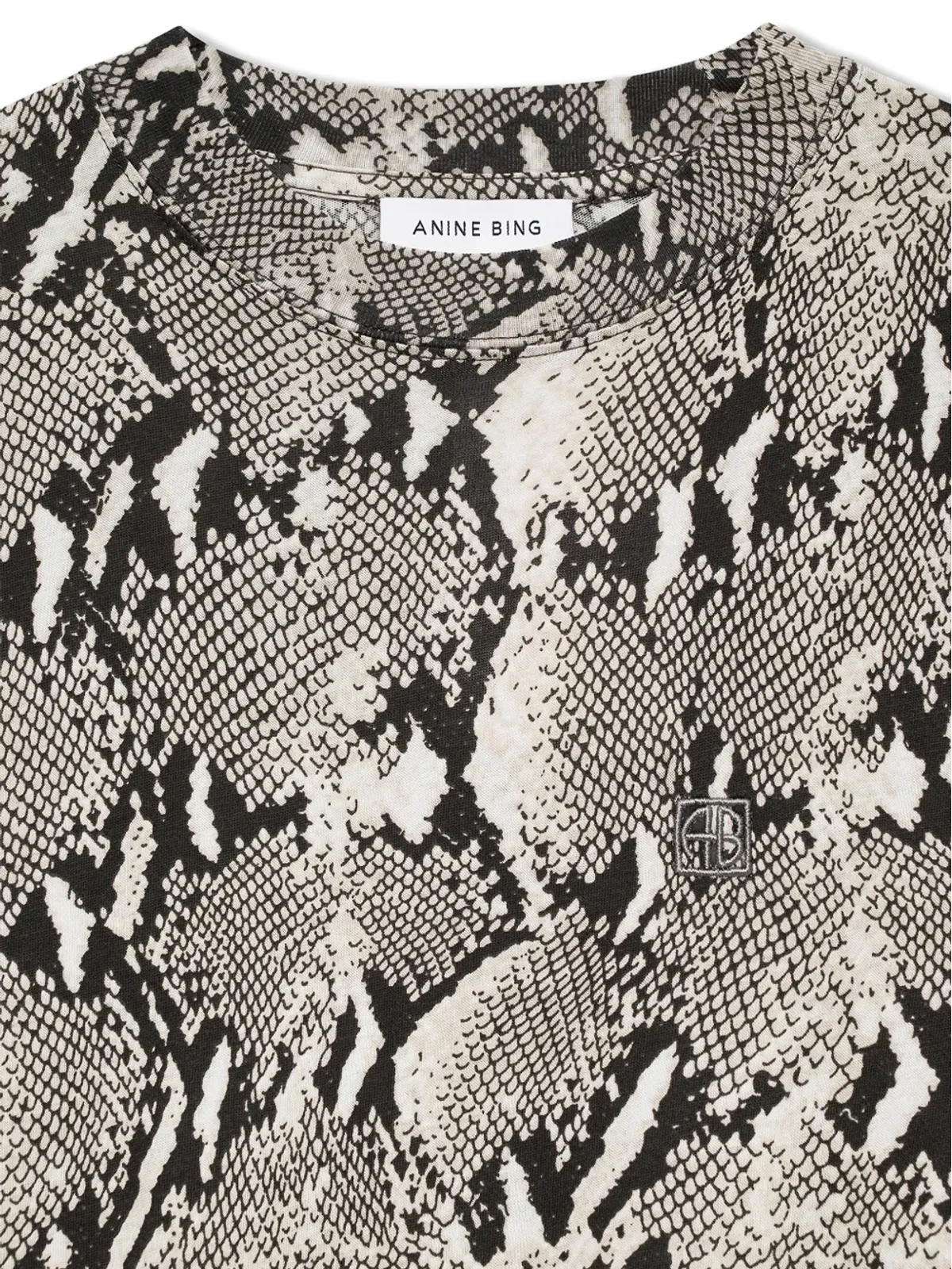 ANINE BING 洗い加工パイソン柄Tシャツ - 画像5