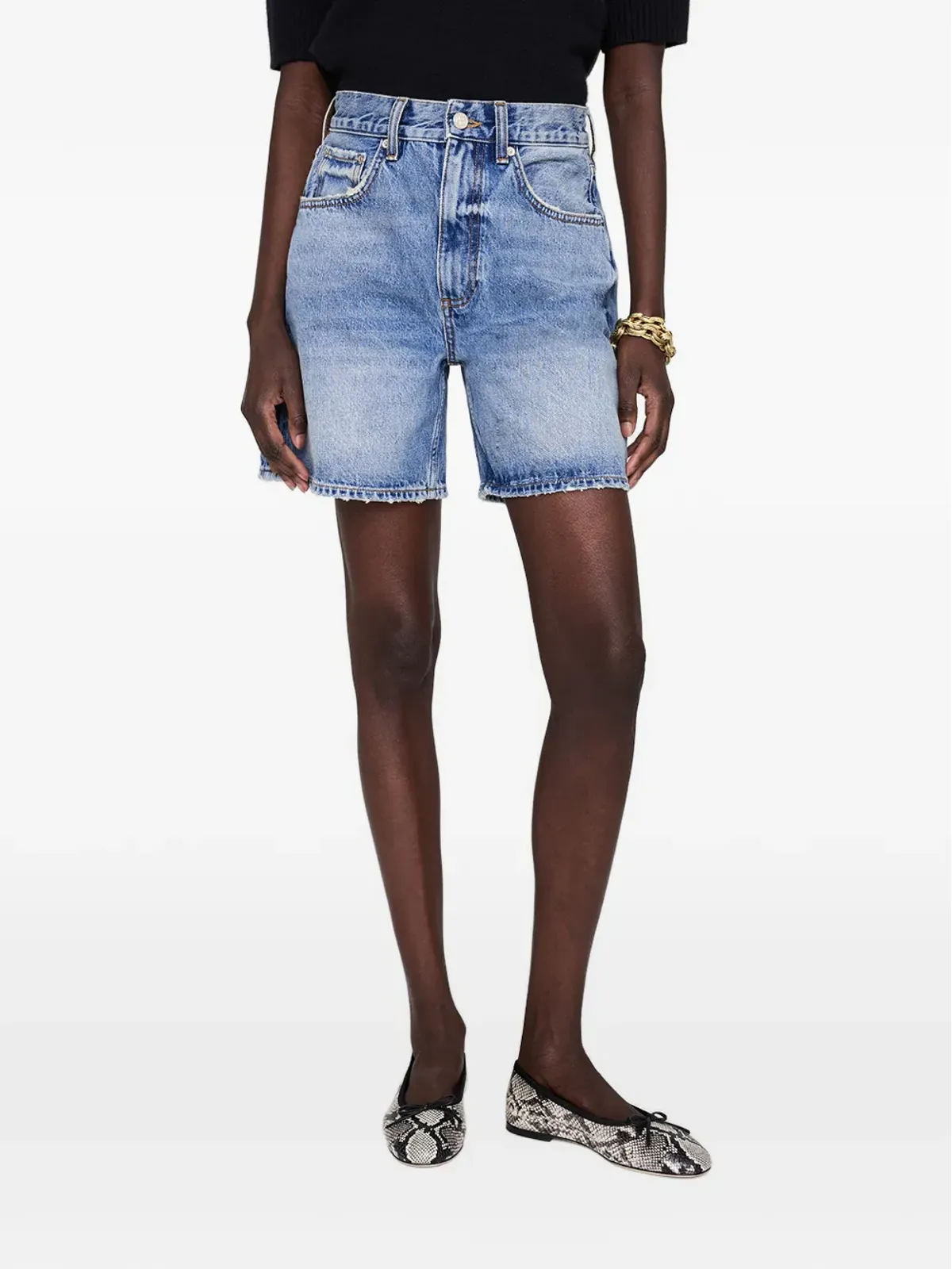 ANINE BING Heath frayed shorts - Blue - 画像5