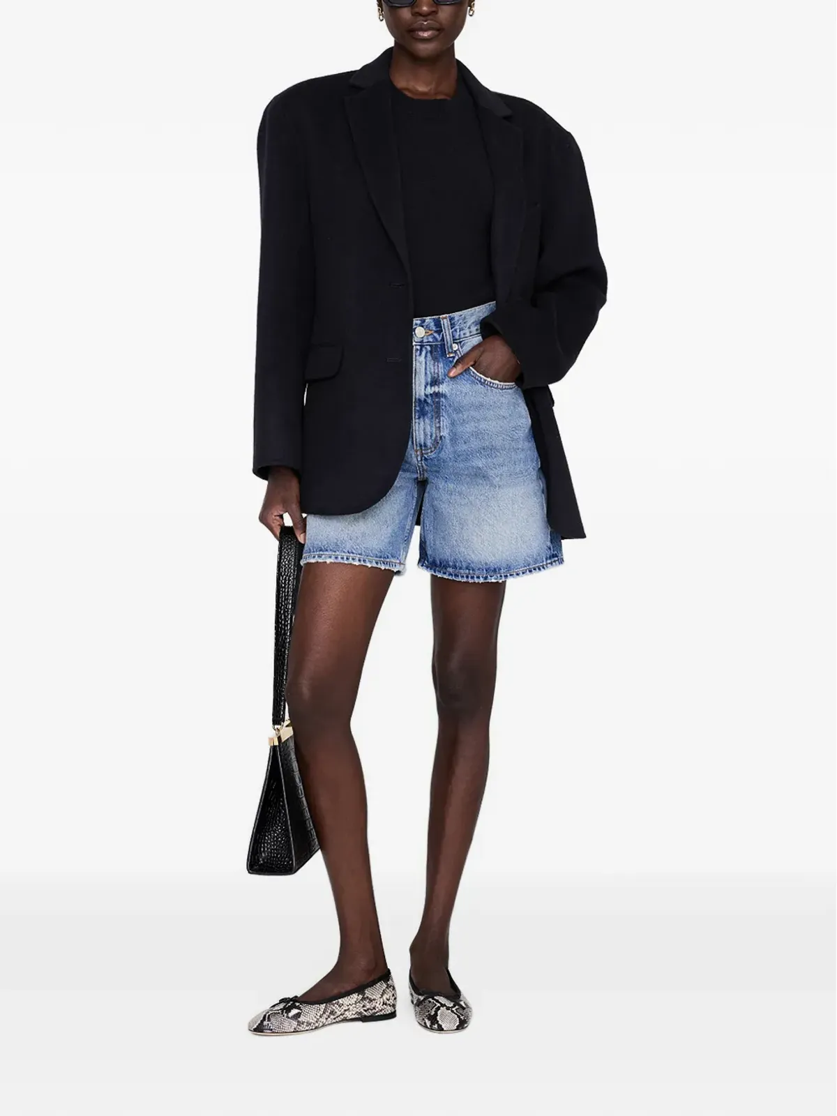 ANINE BING Heath frayed shorts - Blue - 画像2