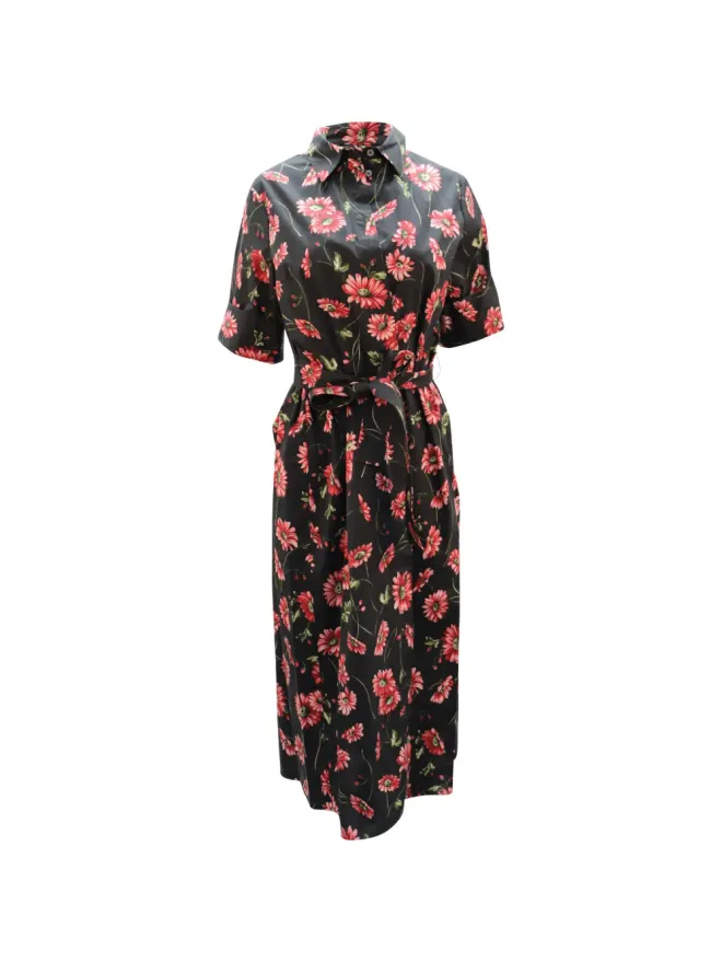 Adam Lippes Adam Lippes 花柄プリントのタイ付きマキシドレス ブラックの商品画像