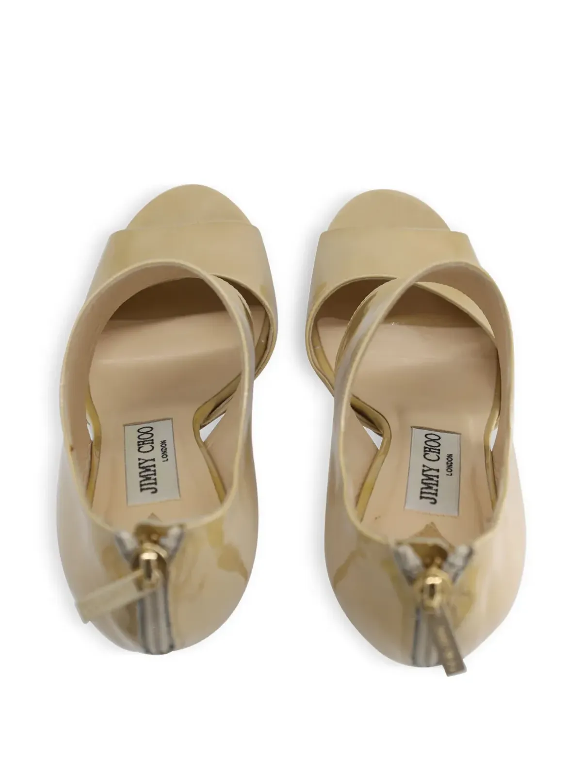 Jimmy Choo ビンテージ カットアウトレザーサンダル - ベージュ - 画像4