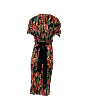 Diane Von Furstenberg Vintage プリーツ加工の花柄ミディドレス - ブラック - サムネイル2