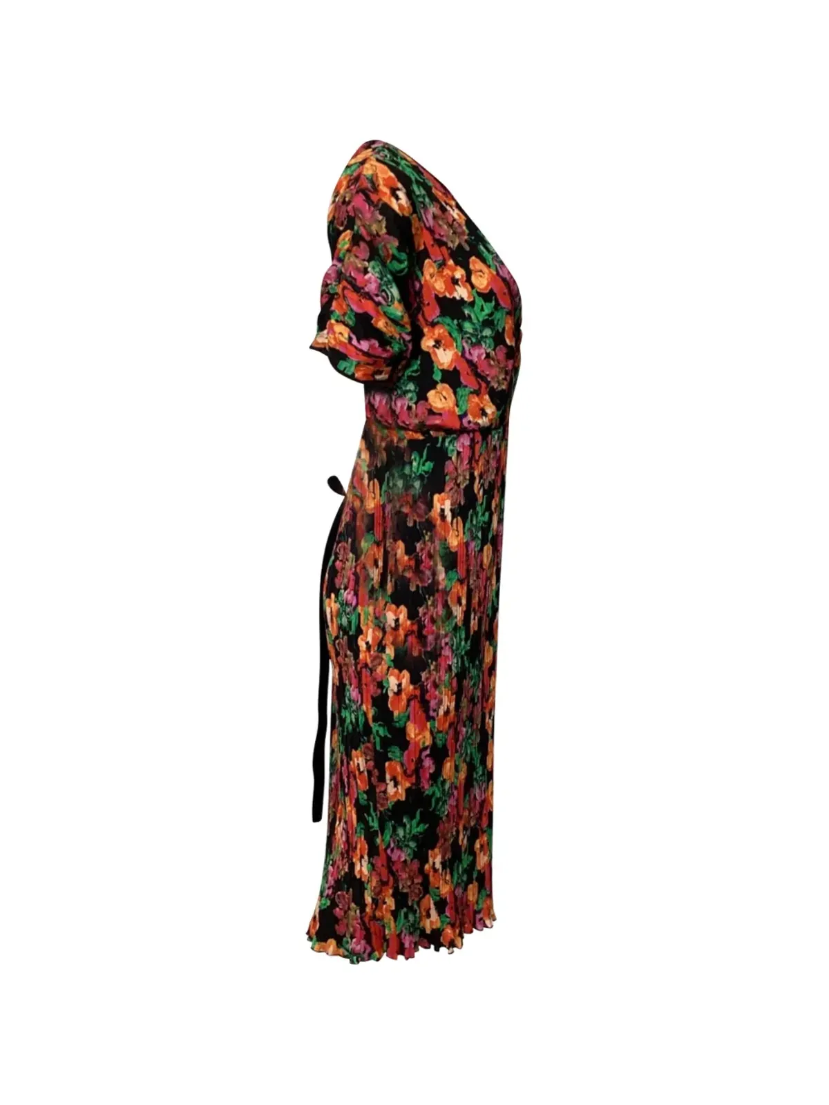 Diane Von Furstenberg Vintage プリーツ加工の花柄ミディドレス - ブラック - 画像3