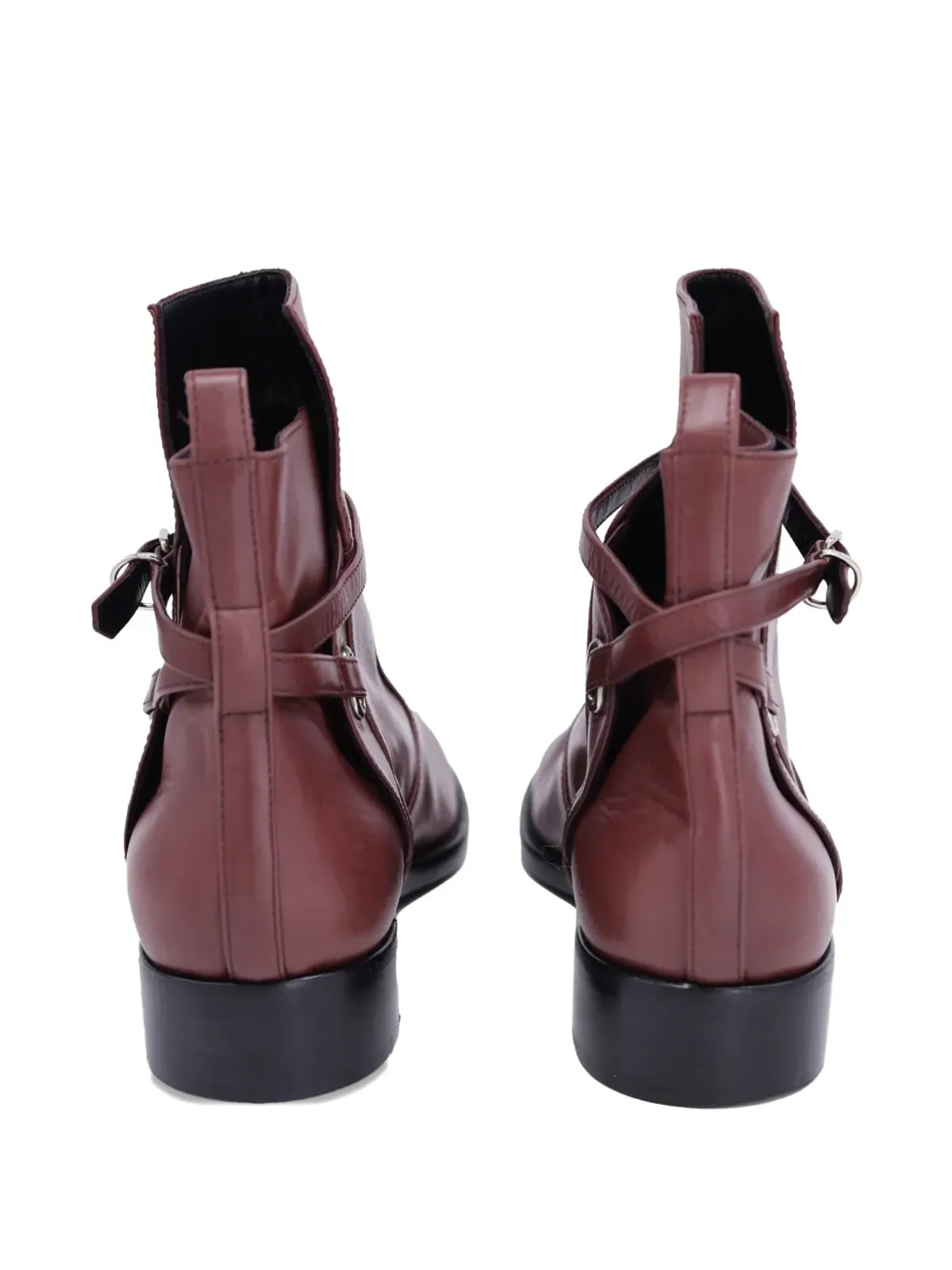 Balenciaga Pre-Owned ベルト付きレザー アンクルブーツ - Brown - 画像2