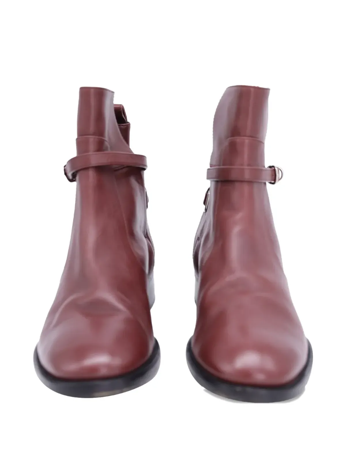 Balenciaga Pre-Owned ベルト付きレザー アンクルブーツ - Brown - 画像4