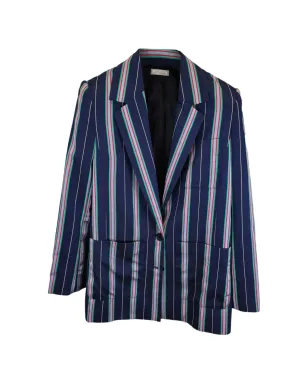 Nina Ricci Pre-Owned ストライプ柄 シングルブレスト ブレザー - ブルー - サムネイル1