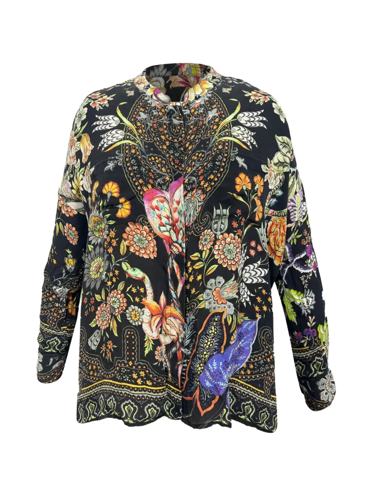 Etro Vintage プリント柄シルク長袖ブラウス - 画像2