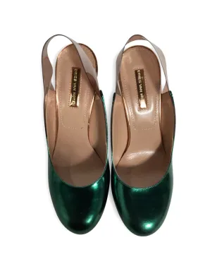Dries Van Noten ビンテージ メタリックエフェクト ヒールパンプス - サムネイル4