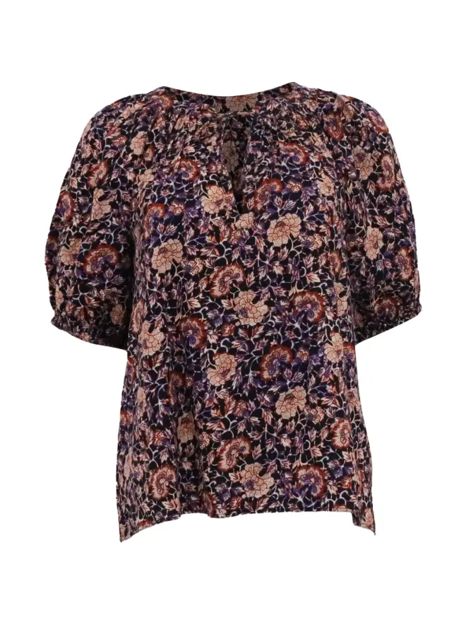 Ulla Johnson Ulla Johnson 花柄プリント・パフスリーブトップ（ブラック）の商品画像