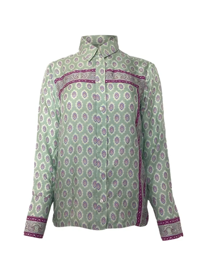 SANDRO SANDRO printed long-sleeved shirt - Greenの商品画像