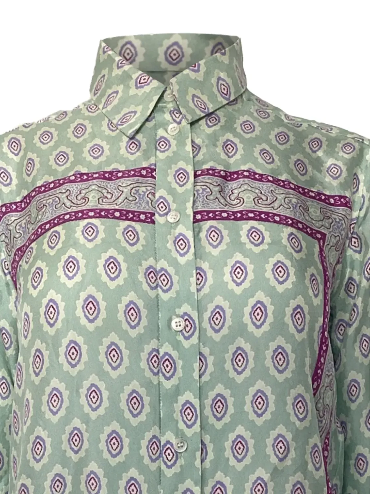 SANDRO printed long-sleeved shirt - Green - 画像4