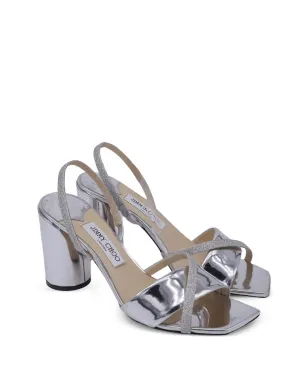 Jimmy Choo Pre-Owned ブロックヒール クロスストラップ サンダル - シルバー - サムネイル2