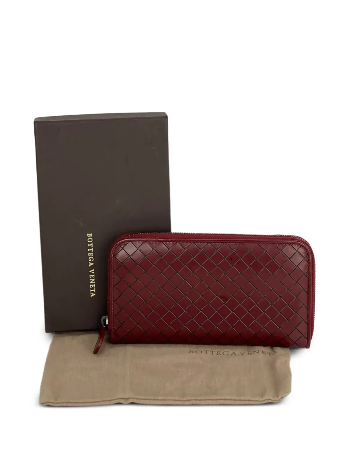 Bottega Veneta Pre-Owned イントレッチアート ジップアラウンド レザー ウォレット クラッチ - 画像3