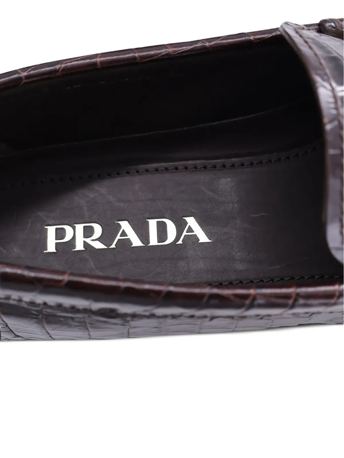 Prada Pre-Owned クロコダイル型押しレザー ローファー - 画像5