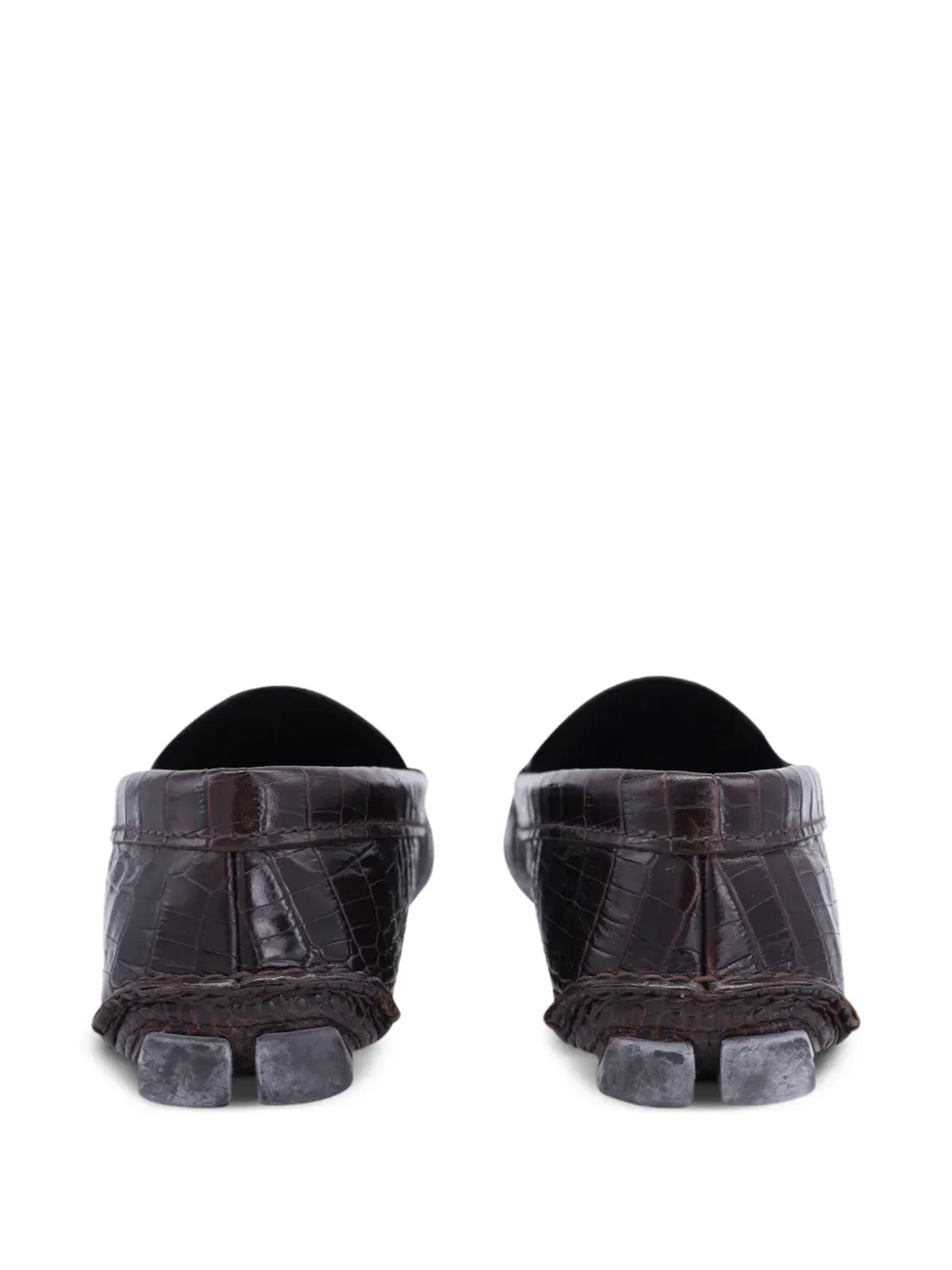 Prada Pre-Owned クロコダイル型押しレザー ローファー - 画像3