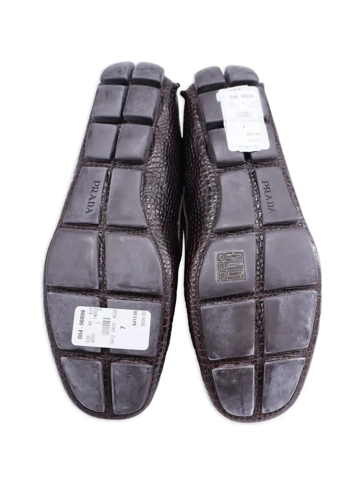 Prada Pre-Owned クロコダイル型押しレザー ローファー - 画像4