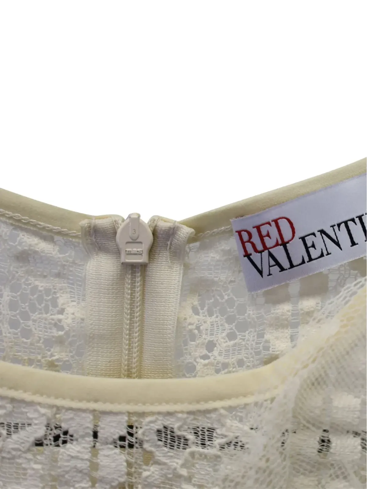 Red Valentino Vintage パフスリーブ レースドレス - 画像3