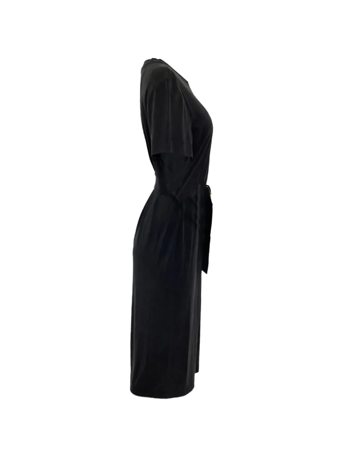 Escada Pre-Owned ベルテッド・ショートスリーブ・ミディドレス - ブラック - 画像3
