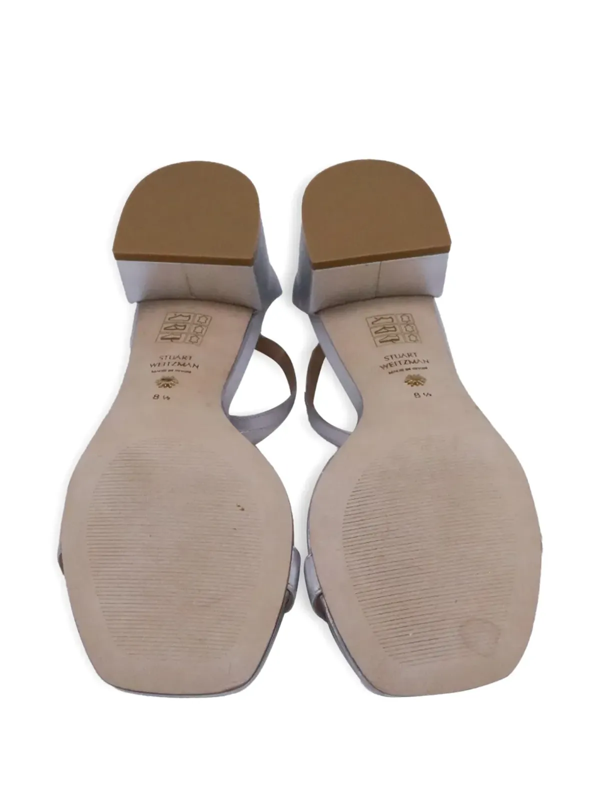 Stuart Weitzman Nudist ブロックヒール レザーサンダル - シルバー - 画像4
