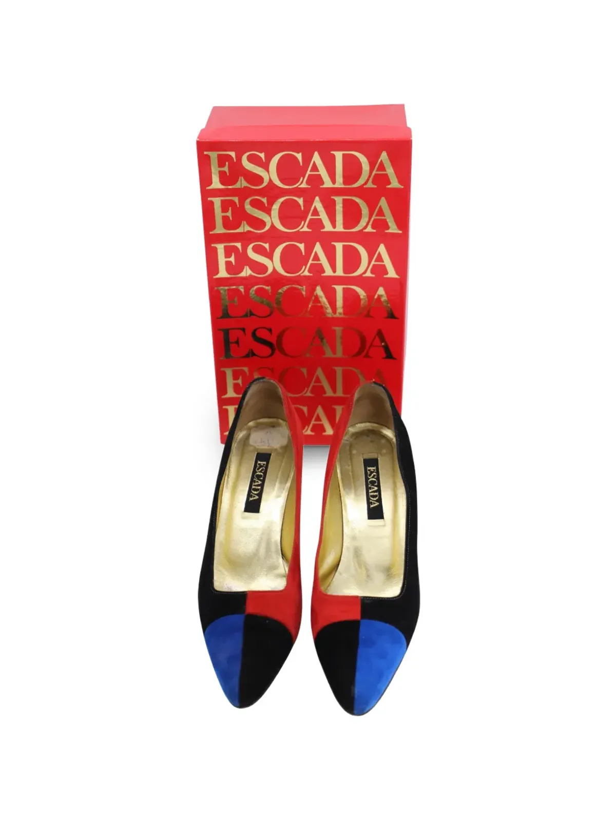 Escada ビンテージ 1980年代カラー ブロックヒールパンプス - ブラック - 画像4