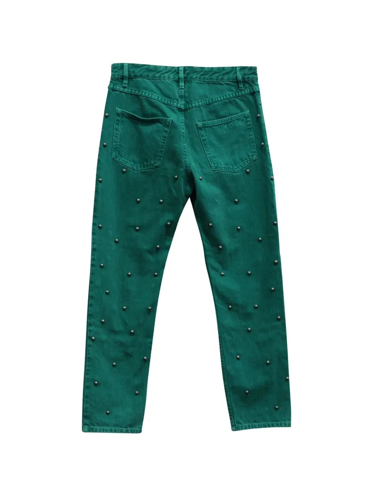 Isabel Marant Vintage グリーンのパール付きデニムジーンズ - 画像1