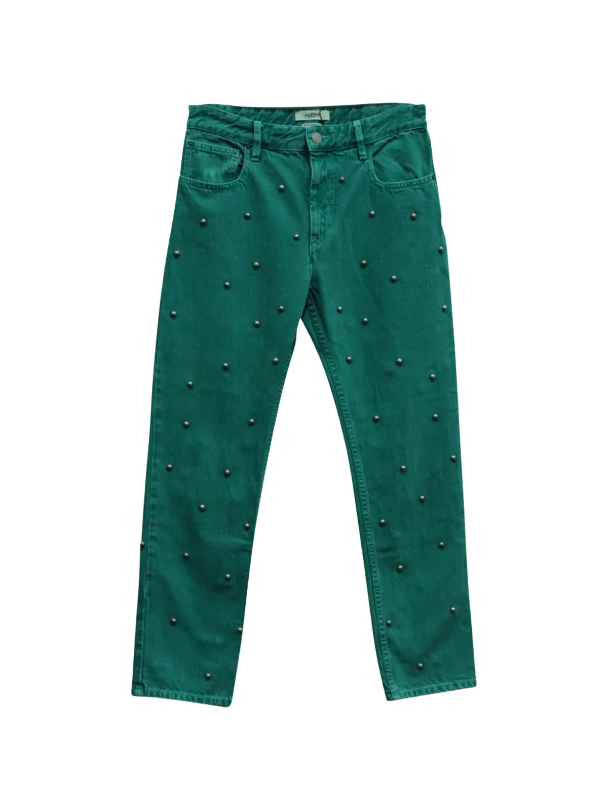 Isabel Marant Vintage グリーンのパール付きデニムジーンズ - 画像2