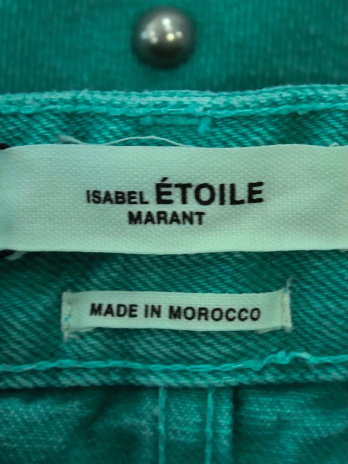 Isabel Marant Vintage グリーンのパール付きデニムジーンズ - 画像3
