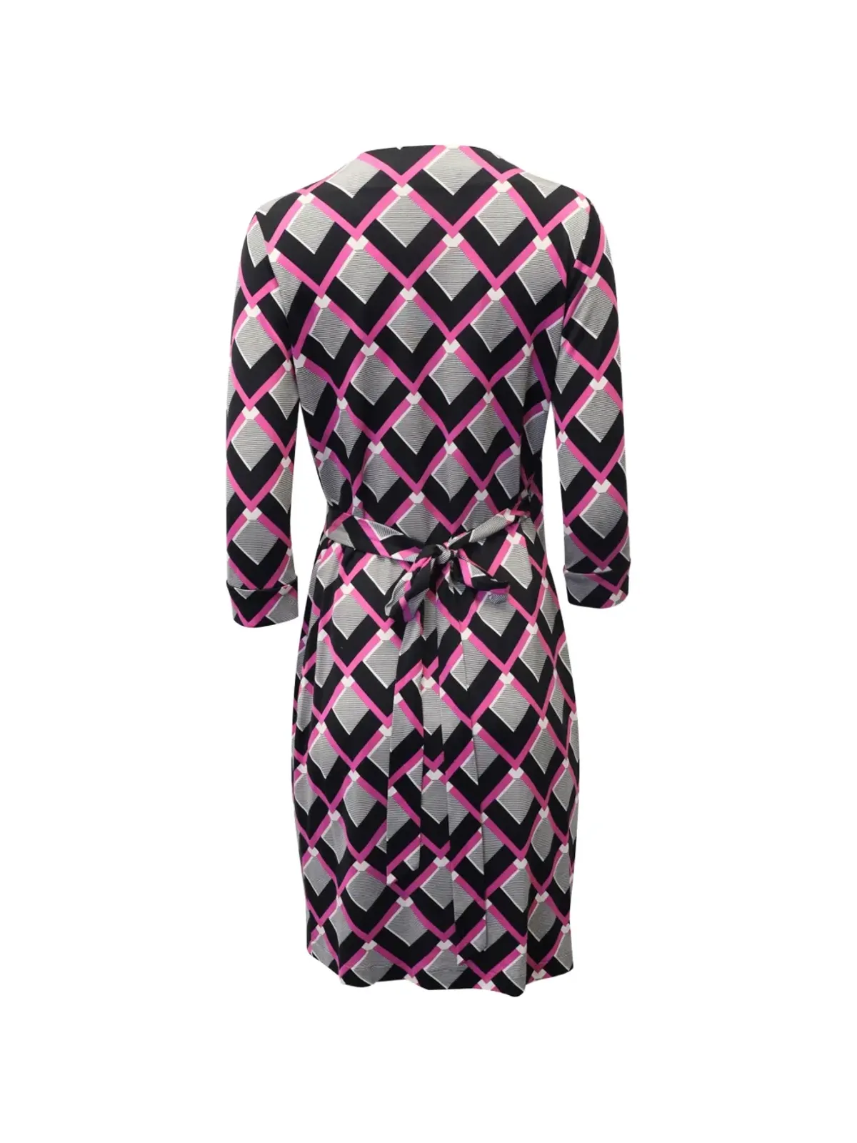 Diane Von Furstenberg Vintage タータン柄ラップミディドレス - グレー - 画像2